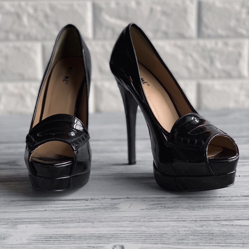 Black Patent Leather Miss Me Stiletto Heels